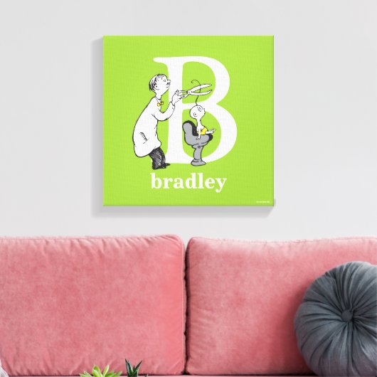 Dr. Seuss ABC: Letter B - White | Jouw namen toevo Canvas Afdruk (Insitu (Woonkamer))