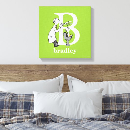 Dr. Seuss ABC: Letter B - White | Jouw namen toevo Canvas Afdruk (Insitu (Slaapkamer))