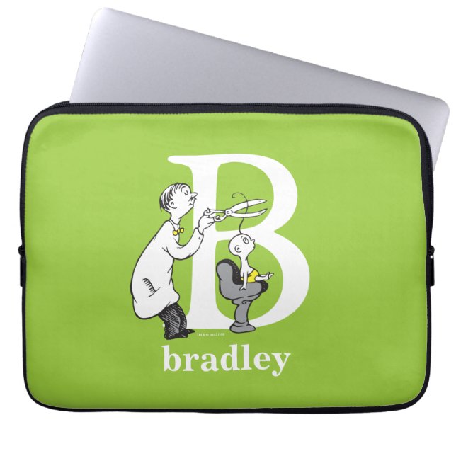 Dr. Seuss ABC: Letter B - White | Jouw namen toevo Laptop Sleeve (Voorkant)