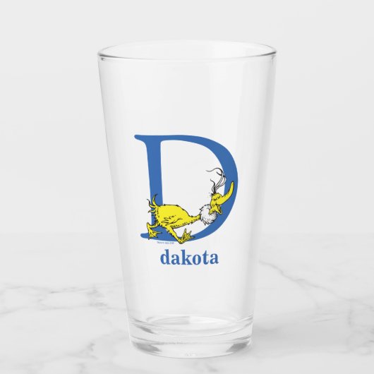 Dr. Seuss ABC: Letter D - Blue | Jouw namen toevoe Glas (Voorkant)