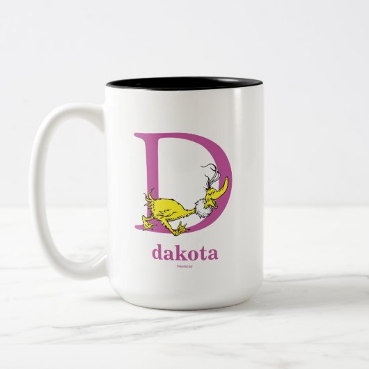 Dr. Seuss ABC: Letter D - Paars | Jouw namen toevo Tweekleurige Koffiemok (Links)