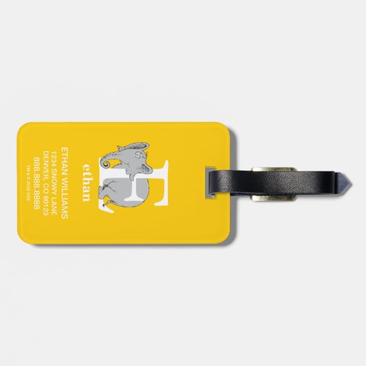 Dr. Seuss ABC: Letter E - White | Jouw namen toevo Bagagelabel (Achterkant horizontaal)