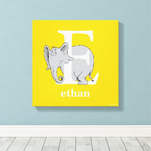 Dr. Seuss ABC: Letter E - White | Jouw namen toevo Canvas Afdruk (Insitu (Houten vloer))