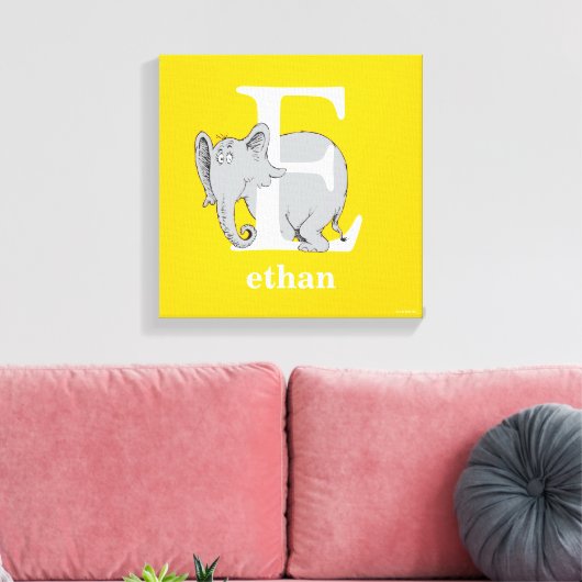Dr. Seuss ABC: Letter E - White | Jouw namen toevo Canvas Afdruk (Insitu (Woonkamer))