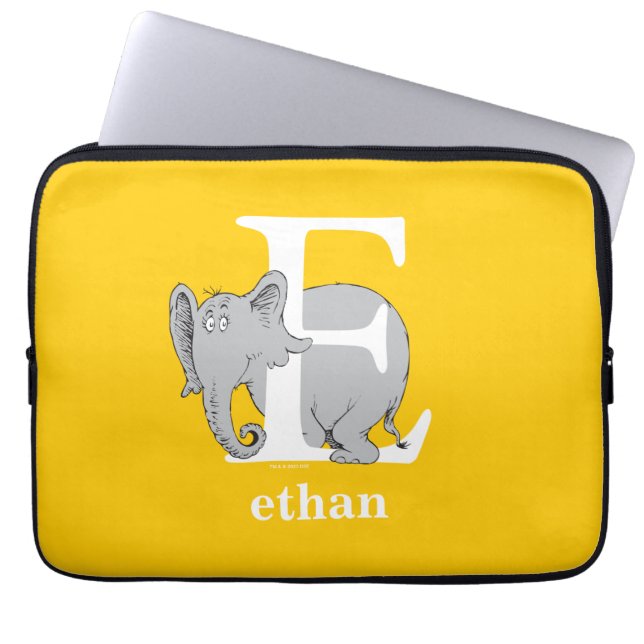 Dr. Seuss ABC: Letter E - White | Jouw namen toevo Laptop Sleeve (Voorkant)