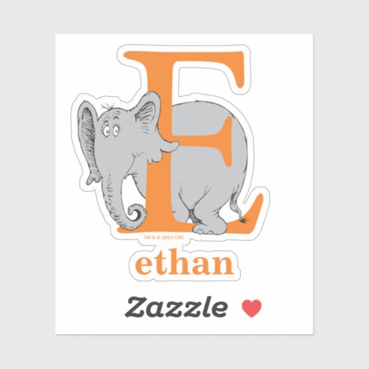 Dr. Seuss ABC: Letter E - White | Jouw namen toevo Sticker (Vel)