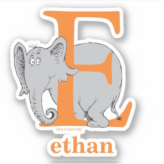 Dr. Seuss ABC: Letter E - White | Jouw namen toevo Sticker (Voorkant)