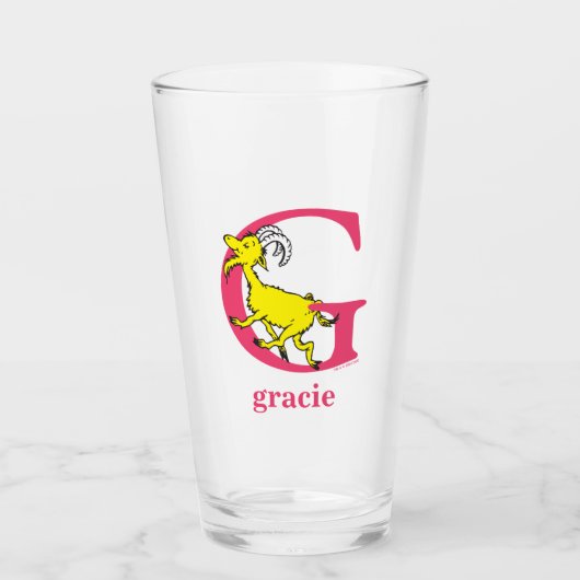 Dr. Seuss ABC: Letter G - Roze | Jouw namen toevoe Glas (Voorkant)
