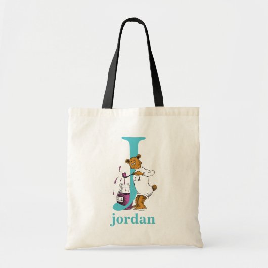 Dr. Seuss ABC: Letter J - Blauwgroen | Jouw namen Tote Bag (Voorkant)