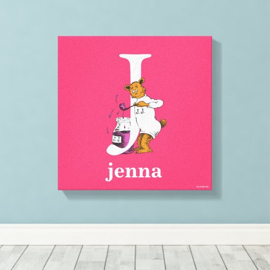 Dr. Seuss ABC: Letter J - White | Jouw namen toevo Canvas Afdruk (Insitu (Houten vloer))