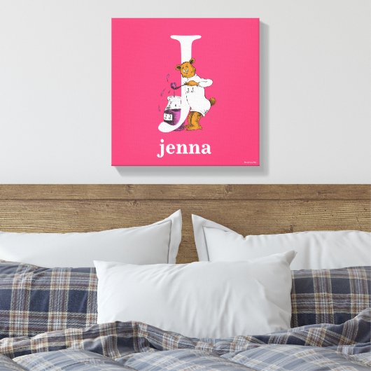 Dr. Seuss ABC: Letter J - White | Jouw namen toevo Canvas Afdruk (Insitu (Slaapkamer))