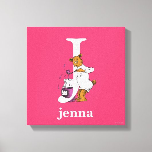 Dr. Seuss ABC: Letter J - White | Jouw namen toevo Canvas Afdruk (Voorkant)