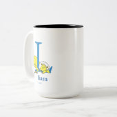 Dr. Seuss ABC: Letter L - Blue | Jouw namen toevoe Tweekleurige Koffiemok (Voorkant links)