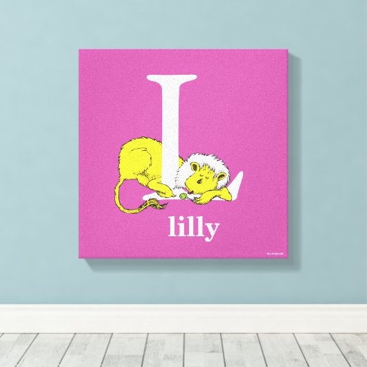 Dr. Seuss ABC: Letter L - White | Jouw namen toevo Canvas Afdruk (Insitu (Houten vloer))