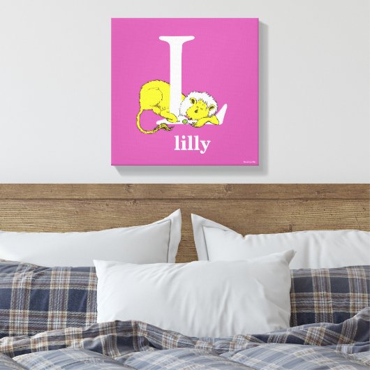 Dr. Seuss ABC: Letter L - White | Jouw namen toevo Canvas Afdruk (Insitu (Slaapkamer))