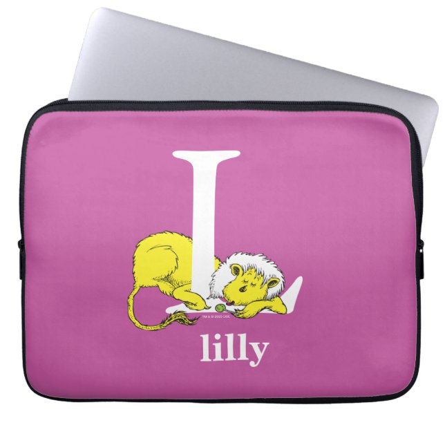 Dr. Seuss ABC: Letter L - White | Jouw namen toevo Laptop Sleeve (Voorkant)