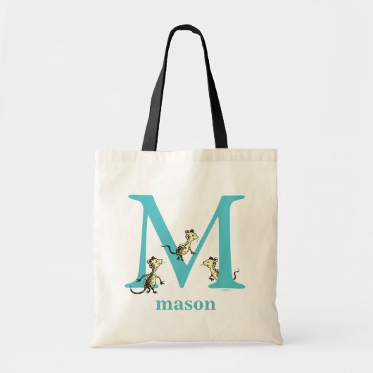Dr. Seuss ABC: Letter M - Blauwgroen | Jouw namen Tote Bag (Voorkant)