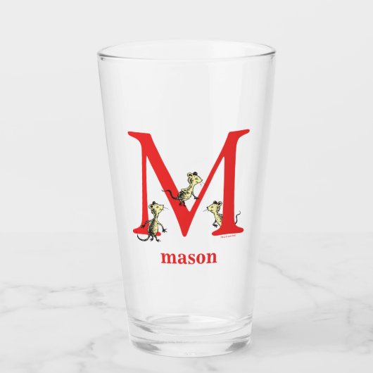 Dr. Seuss ABC: Letter M - Red | Jouw namen toevoeg Glas (Voorkant)