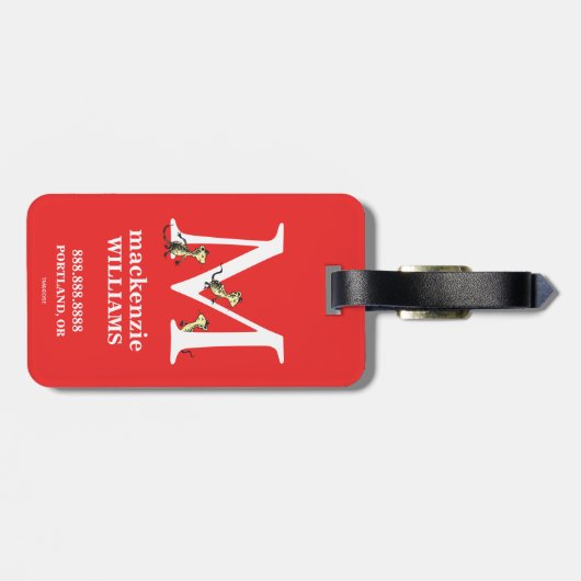 Dr. Seuss ABC: Letter M - White | Jouw namen toevo Bagagelabel (Achterkant horizontaal)