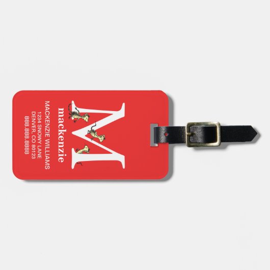 Dr. Seuss ABC: Letter M - White | Jouw namen toevo Bagagelabel (Voorkant horizontaal)
