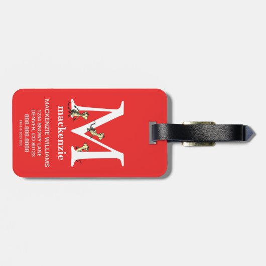 Dr. Seuss ABC: Letter M - White | Jouw namen toevo Bagagelabel (Achterkant horizontaal)