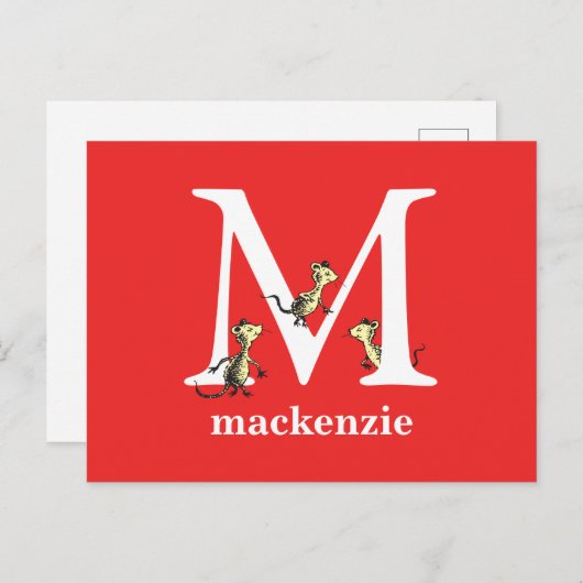 Dr. Seuss ABC: Letter M - White | Jouw namen toevo Briefkaart (Voorkant / Achterkant)