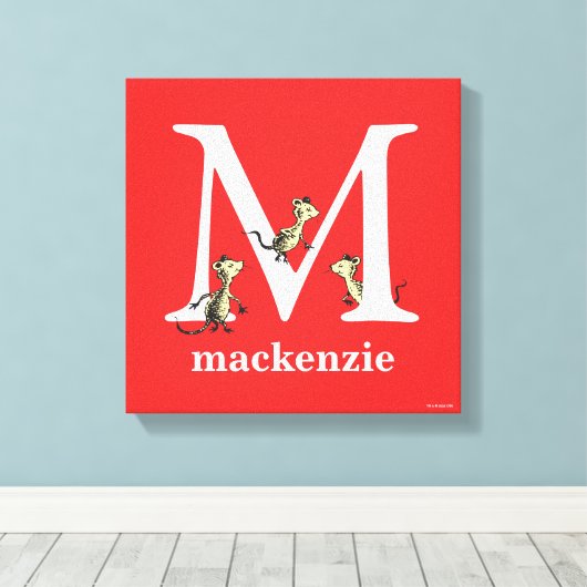 Dr. Seuss ABC: Letter M - White | Jouw namen toevo Canvas Afdruk (Insitu (Houten vloer))