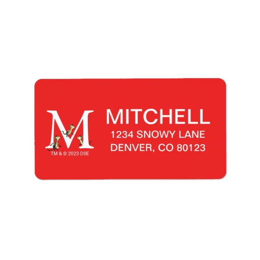 Dr. Seuss ABC: Letter M - White | Jouw namen toevo Etiket (Voorkant)