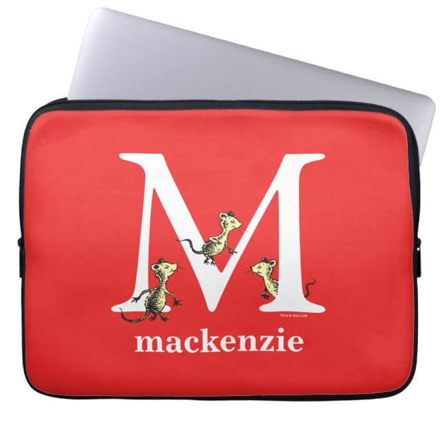 Dr. Seuss ABC: Letter M - White | Jouw namen toevo Laptop Sleeve (Voorkant)