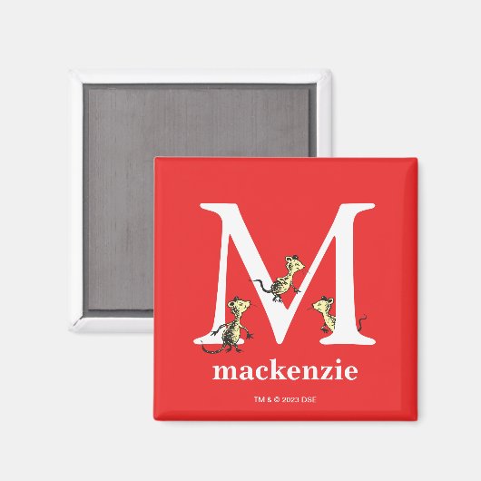 Dr. Seuss ABC: Letter M - White | Jouw namen toevo Magneet (Voorkant / Achterkant)