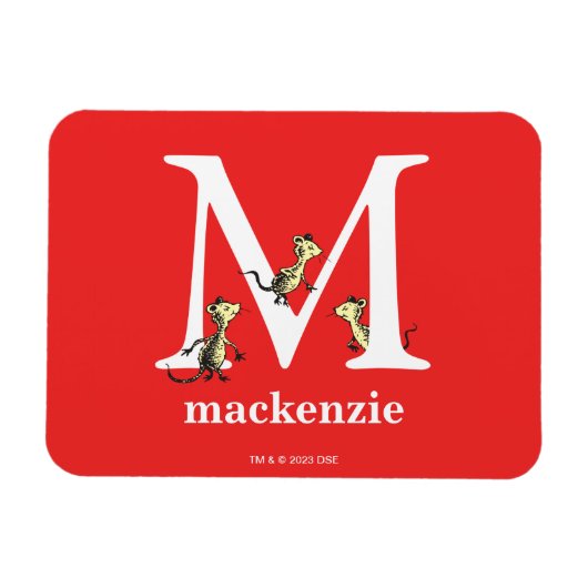 Dr. Seuss ABC: Letter M - White | Jouw namen toevo Magneet (Horizontaal)