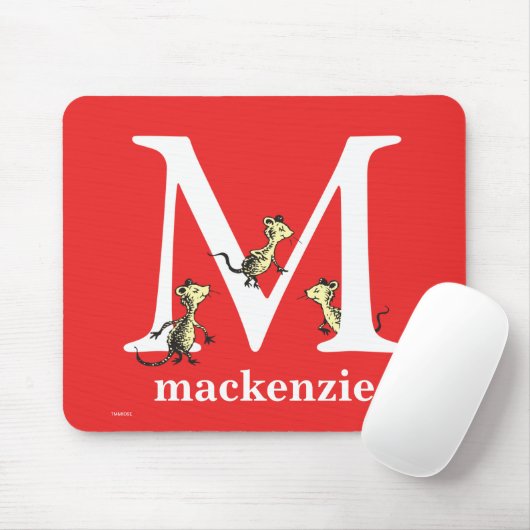 Dr. Seuss ABC: Letter M - White | Jouw namen toevo Muismat (Met muis)