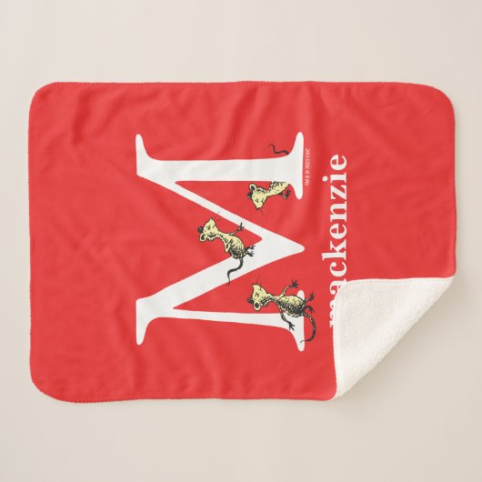 Dr. Seuss ABC: Letter M - White | Jouw namen toevo Sherpa Deken (Voorkant (horizontaal))