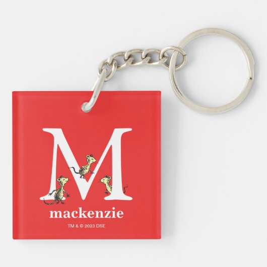 Dr. Seuss ABC: Letter M - White | Jouw namen toevo Sleutelhanger (Achterkant)