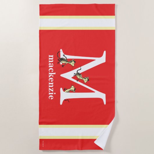 Dr. Seuss ABC: Letter M - White | Jouw namen toevo Strandlaken (Voorkant)