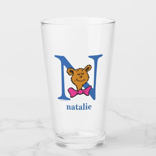 Dr. Seuss ABC: Letter N - Blue | Jouw namen toevoe Glas (Voorkant)