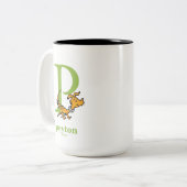 Dr. Seuss ABC: Letter P - Green | Jouw namen toevo Tweekleurige Koffiemok (Voorkant links)