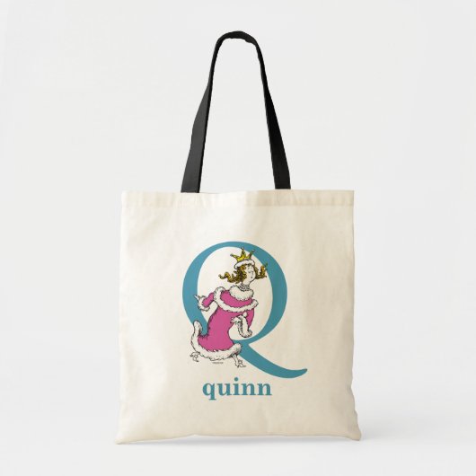 Dr. Seuss ABC: Letter Q - Blue | Jouw namen toevoe Tote Bag (Voorkant)
