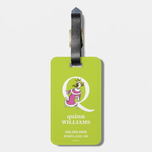 Dr. Seuss ABC: Letter Q - White | Jouw namen toevo Bagagelabel (Achterkant verticaal)