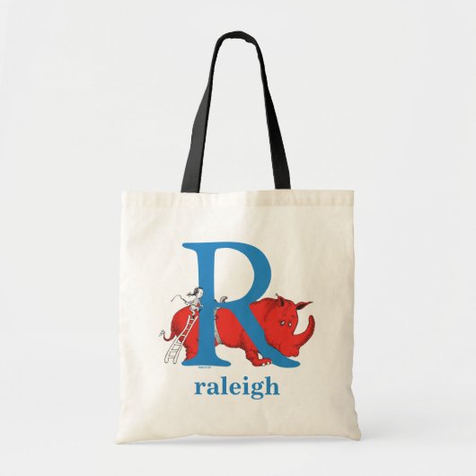 Dr. Seuss ABC: Letter R - Blue | Jouw namen toevoe Tote Bag (Voorkant)