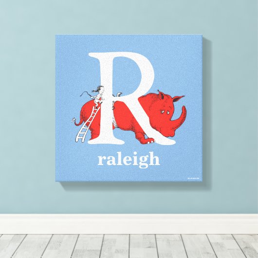 Dr. Seuss ABC: Letter R - White | Jouw namen toevo Canvas Afdruk (Insitu (Houten vloer))