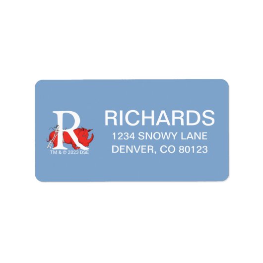 Dr. Seuss ABC: Letter R - White | Jouw namen toevo Etiket (Voorkant)