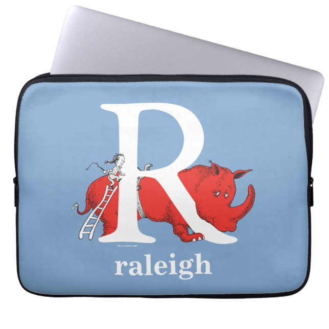 Dr. Seuss ABC: Letter R - White | Jouw namen toevo Laptop Sleeve (Voorkant)