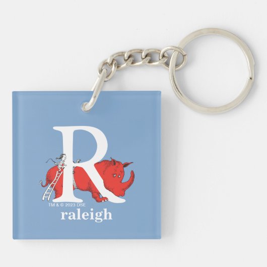 Dr. Seuss ABC: Letter R - White | Jouw namen toevo Sleutelhanger (Achterkant)