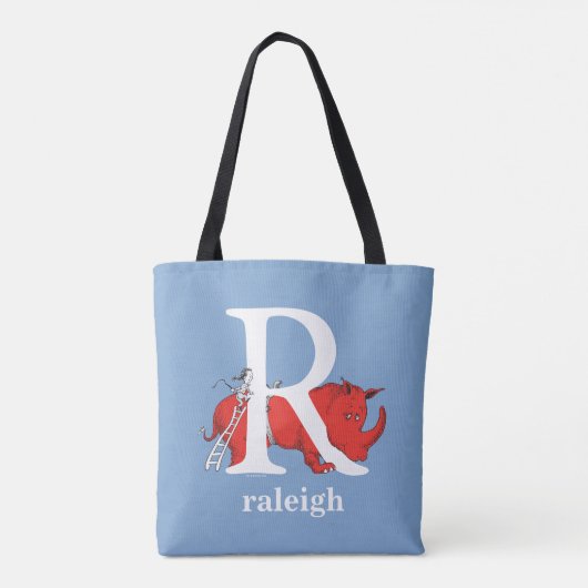 Dr. Seuss ABC: Letter R - White | Jouw namen toevo Tote Bag (Achterkant)