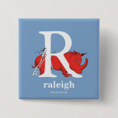 Dr. Seuss ABC: Letter R - White | Jouw namen toevo Vierkante Button 5,1 Cm (Voorkant)