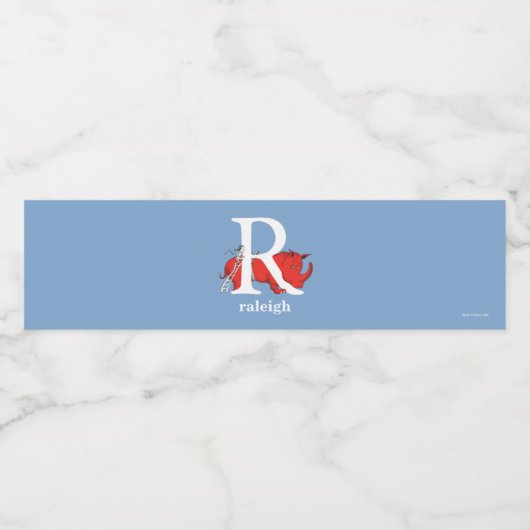 Dr. Seuss ABC: Letter R - White | Jouw namen toevo Waterfles Etiket (Enkel label)