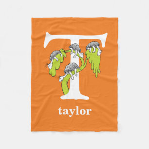 Dr. Seuss ABC: Letter T - White   Jouw namen toevo Fleece Deken