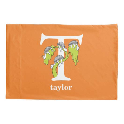 Dr. Seuss ABC: Letter T - White | Jouw namen toevo Kussensloop (Achterkant)