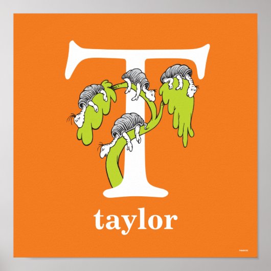 Dr. Seuss ABC: Letter T - White | Jouw namen toevo Poster (Voorkant)